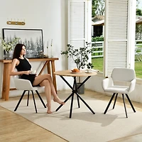 Homy Casa 2-person Dining Table, 31.5 inch Round Top with Industrial Metal Legs, Kitchen Breakfast Table, Dark Brown