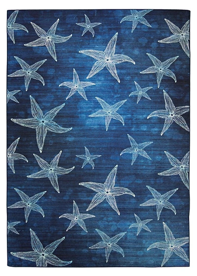 Outdoor Washable Boca Blue 5' x 7' Area Rug