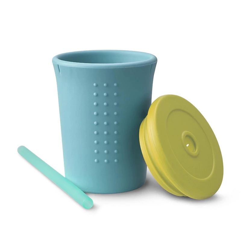 GoSili Straw Cup, 12oz. Sky/Banana