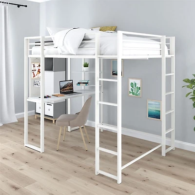 DHP Abode Full Size Metal Loft Bed, Off White