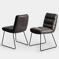 Homy Casa Set of 2 Armless Upholstered Office Side Chairs with Faux Leather for Home Workspace, Grey