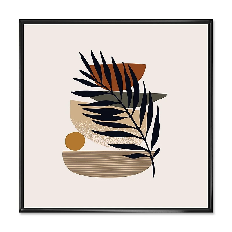 Designart Tropical Leaf Silhouettes and Shapes IV FLOAT FRAME WALL ART