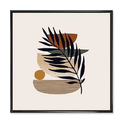 Designart Tropical Leaf Silhouettes and Shapes IV FLOAT FRAME WALL ART