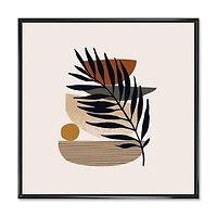 Designart Tropical Leaf Silhouettes and Shapes IV FLOAT FRAME WALL ART
