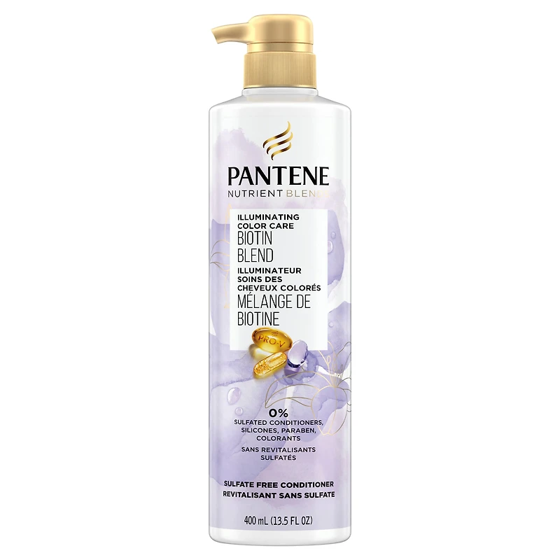 Pantene Sulfate Free Conditioner, Illuminating Hair Color with Biotin, Safe for Color Treated Hair, Nutrient Blends, 400 mL
