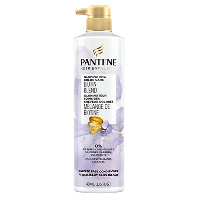 Pantene Sulfate Free Conditioner, Illuminating Hair Color with Biotin, Safe for Color Treated Hair, Nutrient Blends, 400 mL