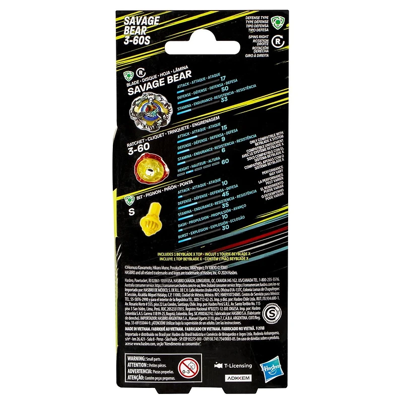 Beyblade X Booster Pack de toupie Savage Bear 3-60S