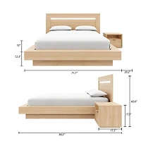 Ensemble de chambre à coucher Stanley 3 pièces avec tête de lit, sommier à lattes et 1 table de chevet