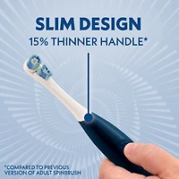 Brosse à dents électrique à pile Spinbrush Smart Clean pour adultes avec tête à double action, compteur et minuterie, Bleu nocturne, soies souples, 1 unité