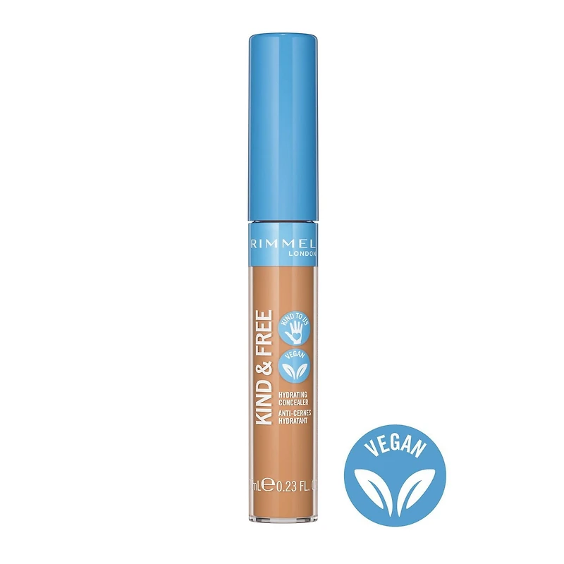 Rimmel Kind & Free™ Concealer, with an antioxidant vitamin complex (E & B5) & Aloe Vera for a fresh, glowy finish, 100% Vegan & Cruelty-Free, Vegan & clean concealer