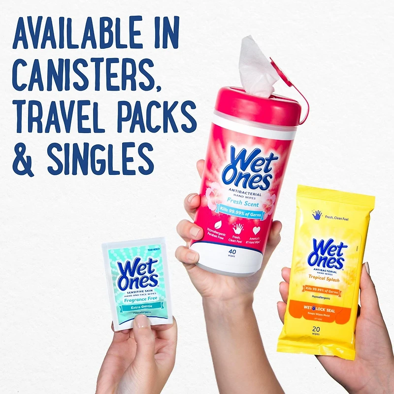 Wet Ones Antibacterial Hand Wipes, Fresh Scented Wet Wipes, 40 Wet wipes