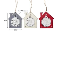Christmas Ornament House With Snowman  - Set of 6