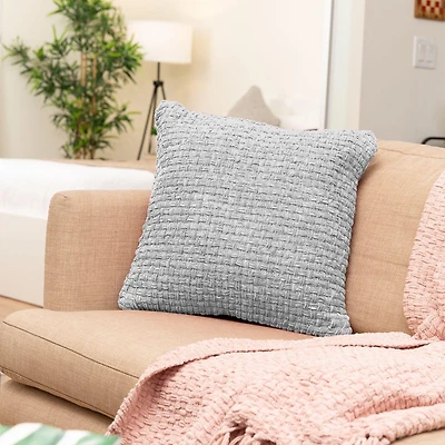 Fabstyles Chenille Basket Weave Polyester Cushion with Poly-Insert Decorative Accent Cushion for Sofa Couch Bedroom Living Room18 X 18 with Zipper