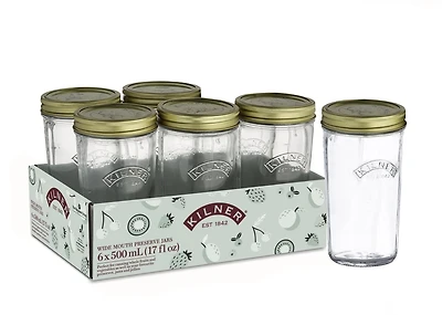 Kilner Wide Mouth Glass Mason Jars with Sealing Lids, 500ml