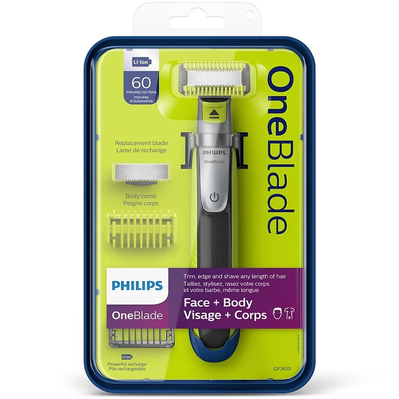 Philips OneBlade Visage & Corps Tondeuse et Rasoir Electrique, QP2630/21