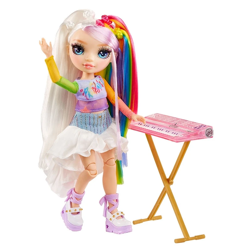 Rainbow High Jr High Rock Band -  Amaya, Rainbow 9” Fashion Doll with Keyboard and Stickers