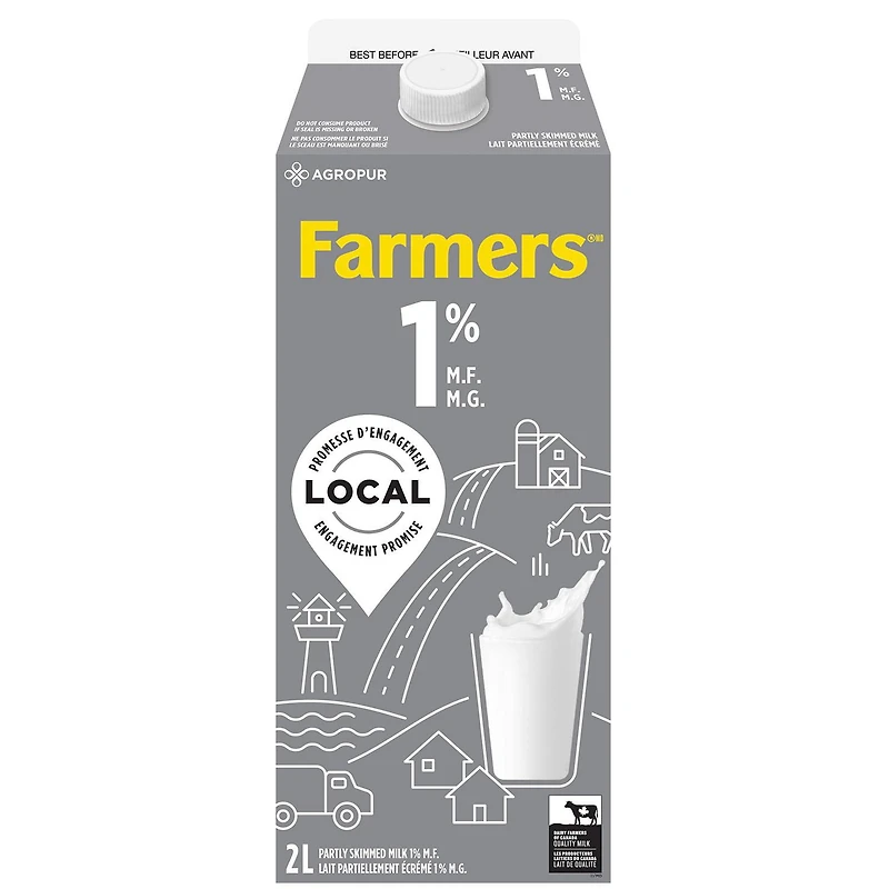 Lait partiellement écrémé 1 % Farmers 2L