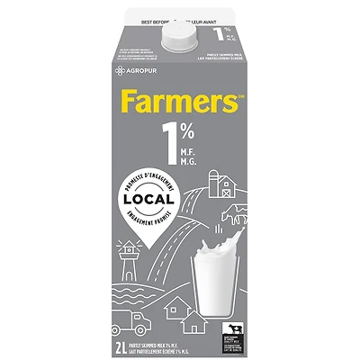 Lait partiellement écrémé 1 % Farmers 2L
