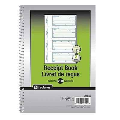 Livret de reçus à reliure spirale - bilingue