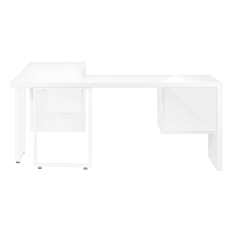 Monarch Specialties Bureau, Bureau À Domicile, Coin, Configuration Gauche, Droite, Tiroirs De Rangement, 72"l, Forme De L, Travail, Ordinateur Portable, Stratifié, Métal, Blanc Lustré, Contemporain, M