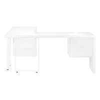 Monarch Specialties Bureau, Bureau À Domicile, Coin, Configuration Gauche, Droite, Tiroirs De Rangement, 72"l, Forme De L, Travail, Ordinateur Portable, Stratifié, Métal, Blanc Lustré, Contemporain, M