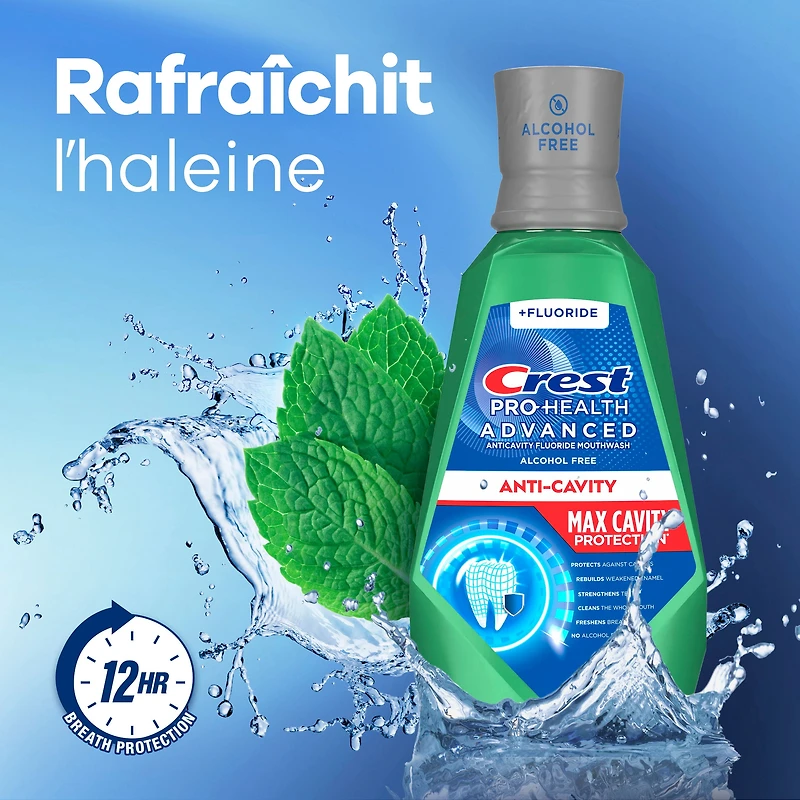 Rince-bouche Crest Pro-Santé Avancé Protection anticarie maximale, menthe douce, 1 L Purée - 113 ml