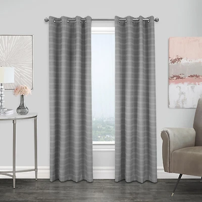 Loft Living Morice, panneau de rideau à oeillets texturé, 100% occultant 52" x 63", gris