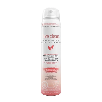 Live Clean Dry Mist Shampoo Tropical Coconut