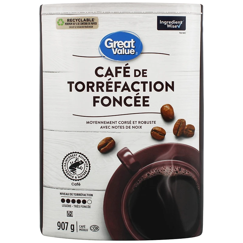 Café moulu de torréfaction foncée Great Value