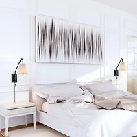 1-Light Matte Black Swing Arm Plug-In or Hardwire Wall Sconce with White Fabric Shade