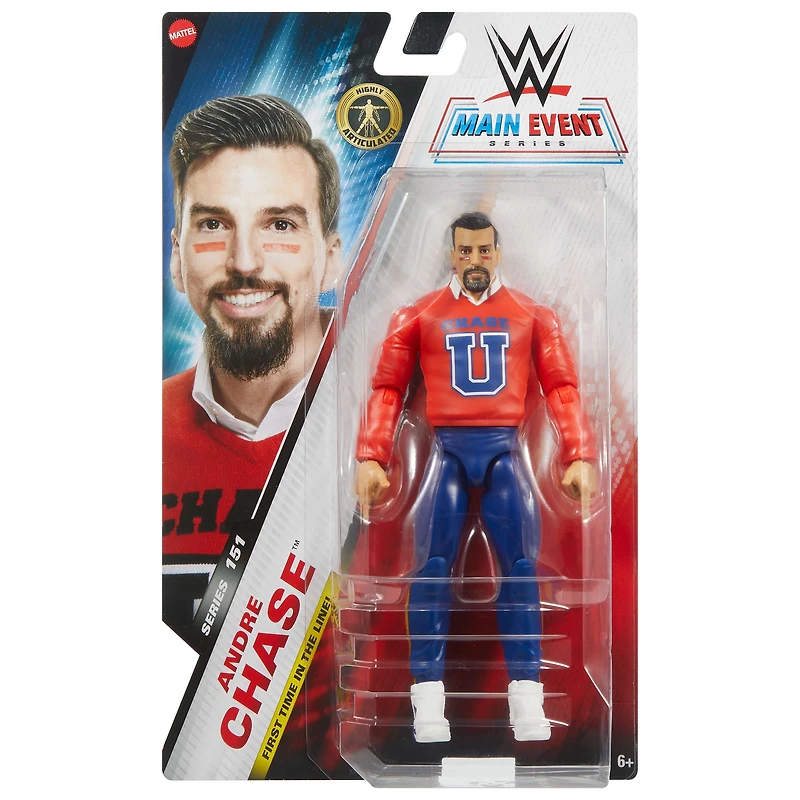 Figurine d’action WWE Andre Chase, Main Event Series #151 Superstar de collection 6 pouces avec articulation
