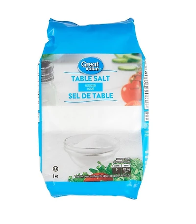Great Value Iodized Table Salt, 1 Kg