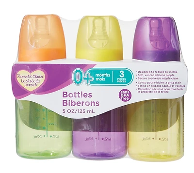 Biberons de 5 oz Le choix du parent sans BPA 3 pièces, 0 mois et plus