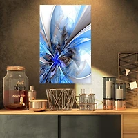 Designart Symmetrical Large Blue Fractal Flower Canvas Wall Art