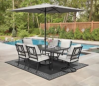 HOMETRENDS Newport 7-Piece Steel Outdoor Patio Dining Set with Cushions, Beige
