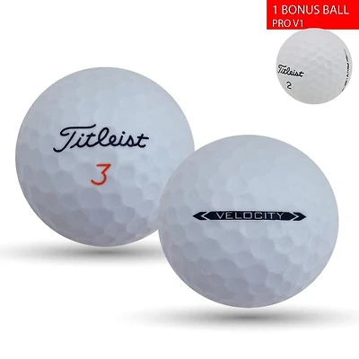 Mulligan - 60 Titleist Velocity 1 Bonus Pro V1 5A Recycled Used Golf Balls, White