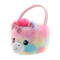 Façon de célébrer le panier en peluche de la licorne, arc-en-ciel