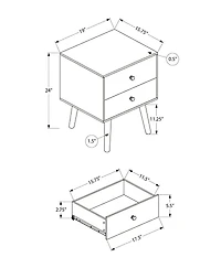 Monarch Specialties Accent Table, Bedroom, End, Living Room, Nightstand, Side Table, Storage Drawer, White Laminate, Modern, Contemporary