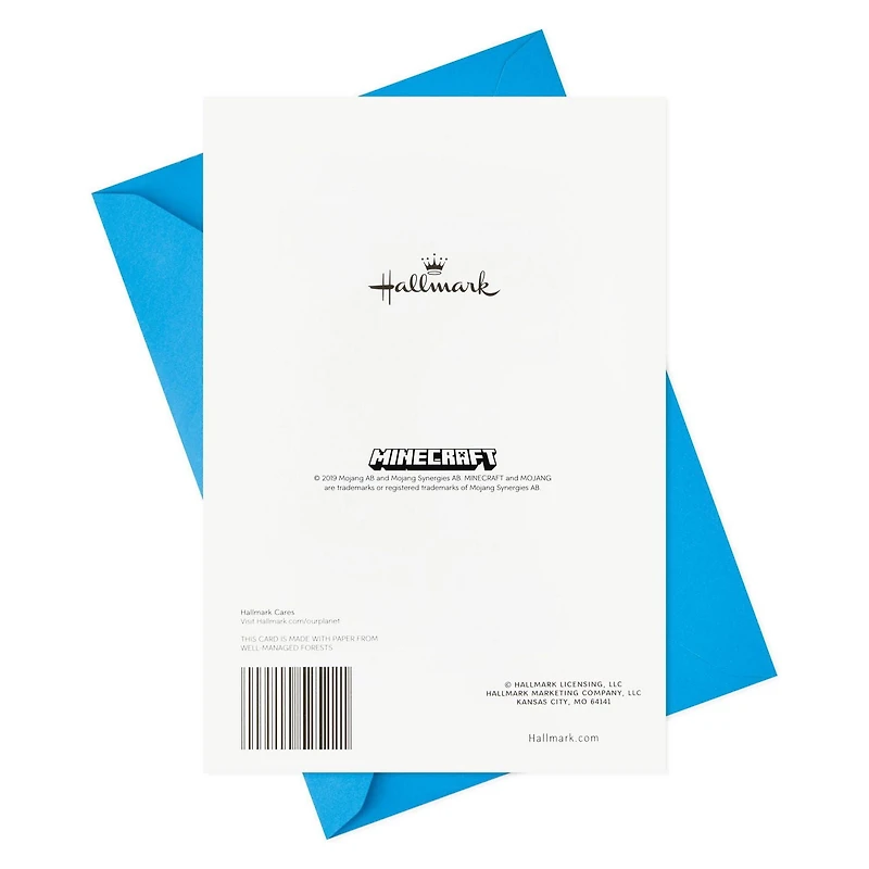 Carte de fête Minecraft Hallmark pour enfants avec autocollants