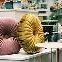 Truu Design Coussin décoratif rond en faux velours