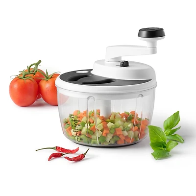 Starfrit Pro Food Processor & Mixer 3-in-1 Manual Food Chopper, Whisk & Salad Spinner, Ice Crushing, 2 Speeds, 1L Bowl, Salsa, Hummus, Mayo & Dressing