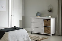 Meubles South Shore, collection Cotton Candy, Commode 3 tiroirs avec paniers Blanc Pure
