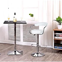 Heavenly Collections Tabouret de Bar Pivotant Ajustable en Cuir Synthétique Blanc avec Base en Chrome, Ensemble de 1