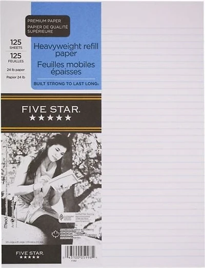 Five Star® Feuilles mobiles, 125 feuilles Five Star Feuil mobiles