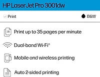 Imprimante monochrome sans fil HP LaserJet Pro 3001dw