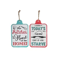 Panneau Mural En Métal Suspendu (Cuisine / Menu) (Asstd) - Ensemble De 2