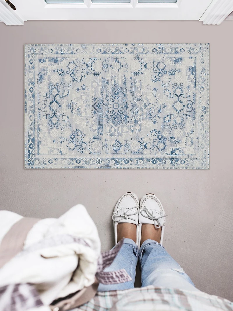 Tapis d'appoint lavable Harris 2 pi x 3 pi gris et ivoire