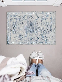 Tapis d'appoint lavable Harris 2 pi x 3 pi gris et ivoire