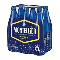 Montellier Eau de source naturelle gazeuse au citron 6 x 1 L, Bouteilles 6 x 1 L