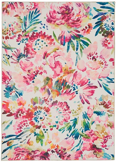 Julian 3' x 5' Washable Accent Rug, Raspberry and Ivory